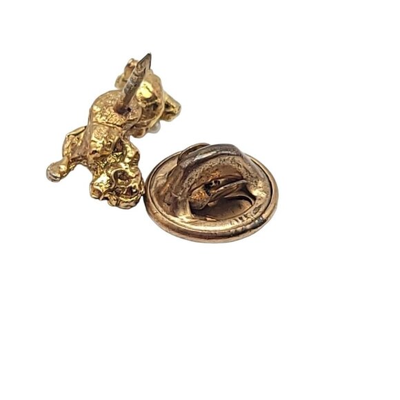BAB Ballou Red Rhinestone Faux Pearl Poodle Dog Gold Tone Tie Tack Vintage - Picture 3 of 4